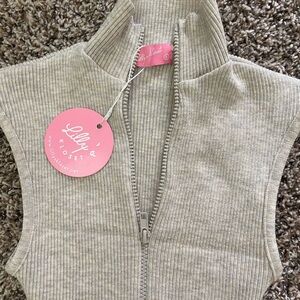 Lilly Closet Tan Ribbed Zip-Up Bodysuit